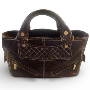 Celine Boogie quilted bag, in chocolate brown. In good pre-loved condition